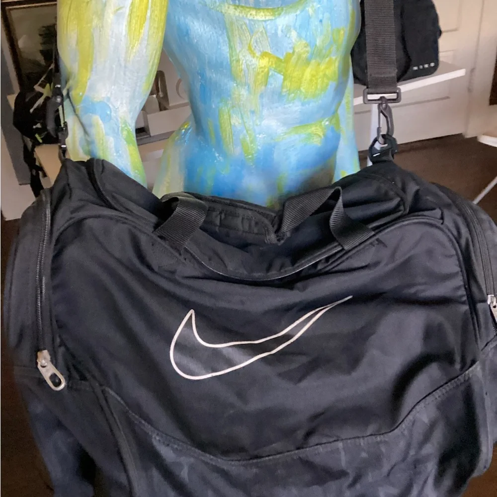 Nike Black and White Duffel Bag